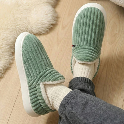 Couples Corduroy Slipper Boots | Warm Fleece Lined with Arch Support