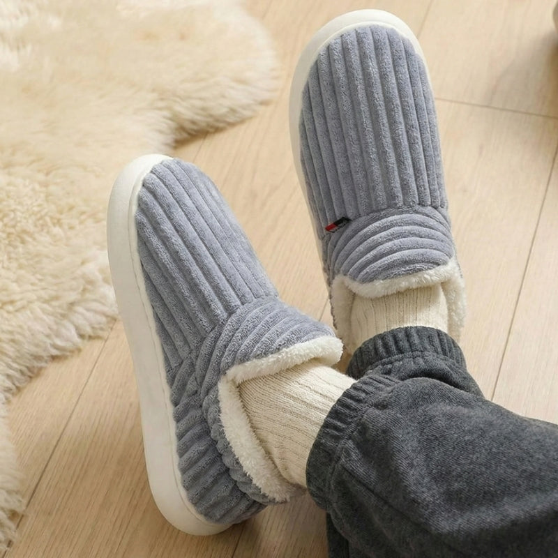 Couples Corduroy Slipper Boots | Warm Fleece Lined with Arch Support