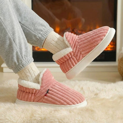 Couples Corduroy Slipper Boots | Warm Fleece Lined with Arch Support