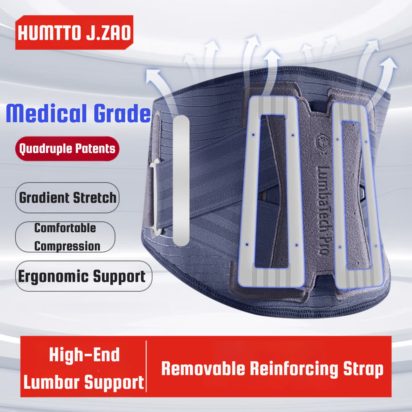 Humtto Ergonomic Back/Lumbar Support Belt – Adjustable Lumbar Brace for Disc Pain & Long Sitting