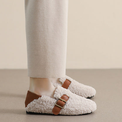 Womens Cozy Fleece Flats with Arch Support | Warm Teddy-Style Loafers