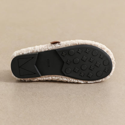 Womens Cozy Fleece Flats with Arch Support | Warm Teddy-Style Loafers