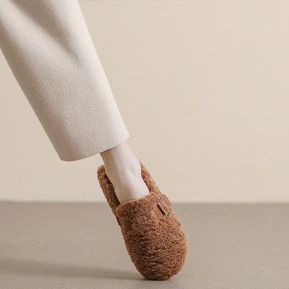Womens Cozy Fleece Flats with Arch Support | Warm Teddy-Style Loafers