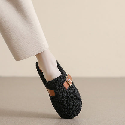 Womens Cozy Fleece Flats with Arch Support | Warm Teddy-Style Loafers