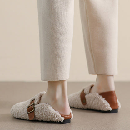 Womens Cozy Fleece Flats with Arch Support | Warm Teddy-Style Loafers