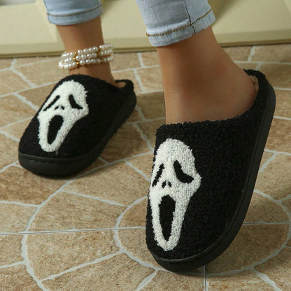 HUMTTO Spooky Halloween Slippers -Cozy Plush Ghost Pumpkin Home Shoes