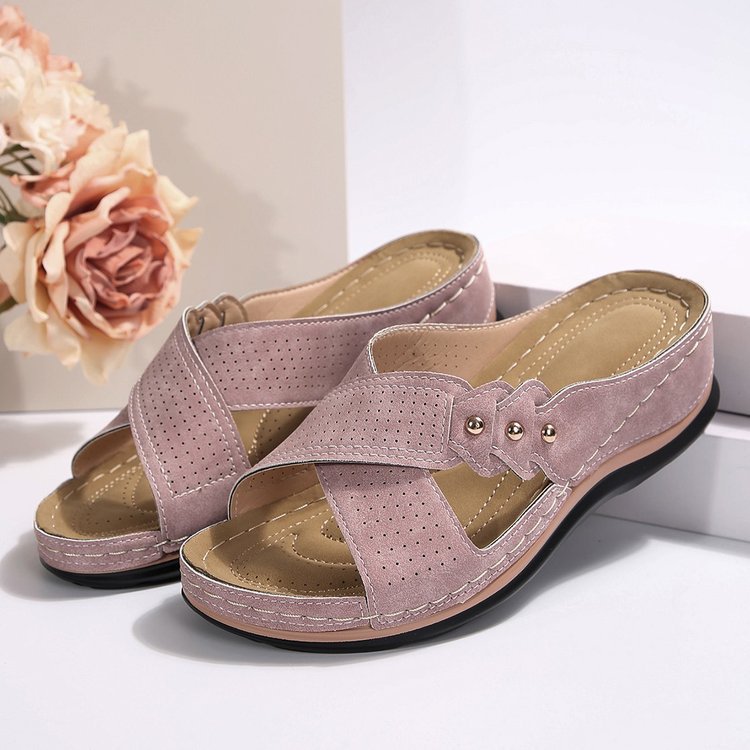 Women’s Arch Support Wedge Sandals–Comfortable Slip On Summer Shoes