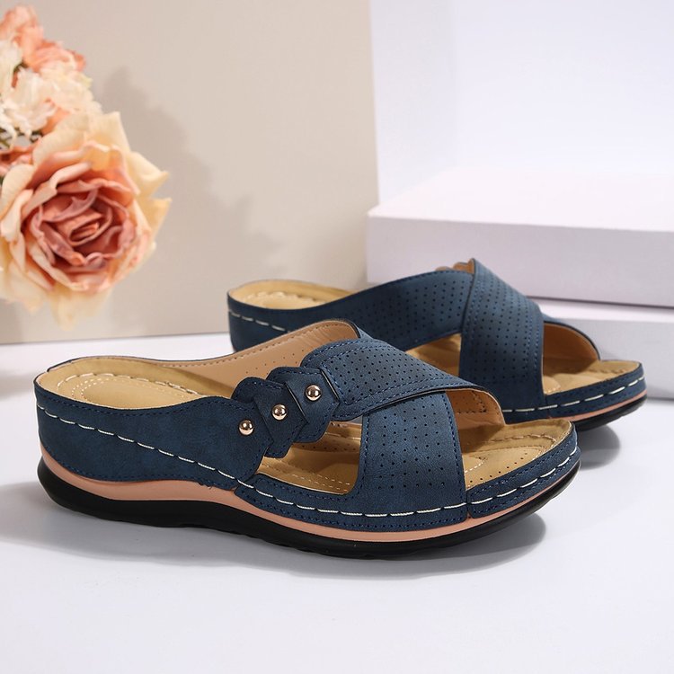 Women’s Arch Support Wedge Sandals–Comfortable Slip On Summer Shoes