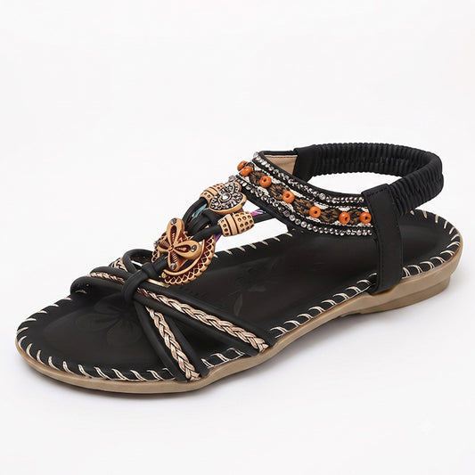 Women’s Boho Orthopaedic T-Bar Sandals with Arch Support & Wide Fit