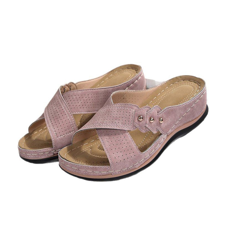 Women’s Arch Support Wedge Sandals–Comfortable Slip On Summer Shoes