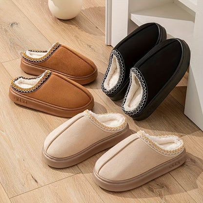 HUMTTO Unisex Suede Slippers–Warm Plush Fleece Lined, Non Slip Comfort