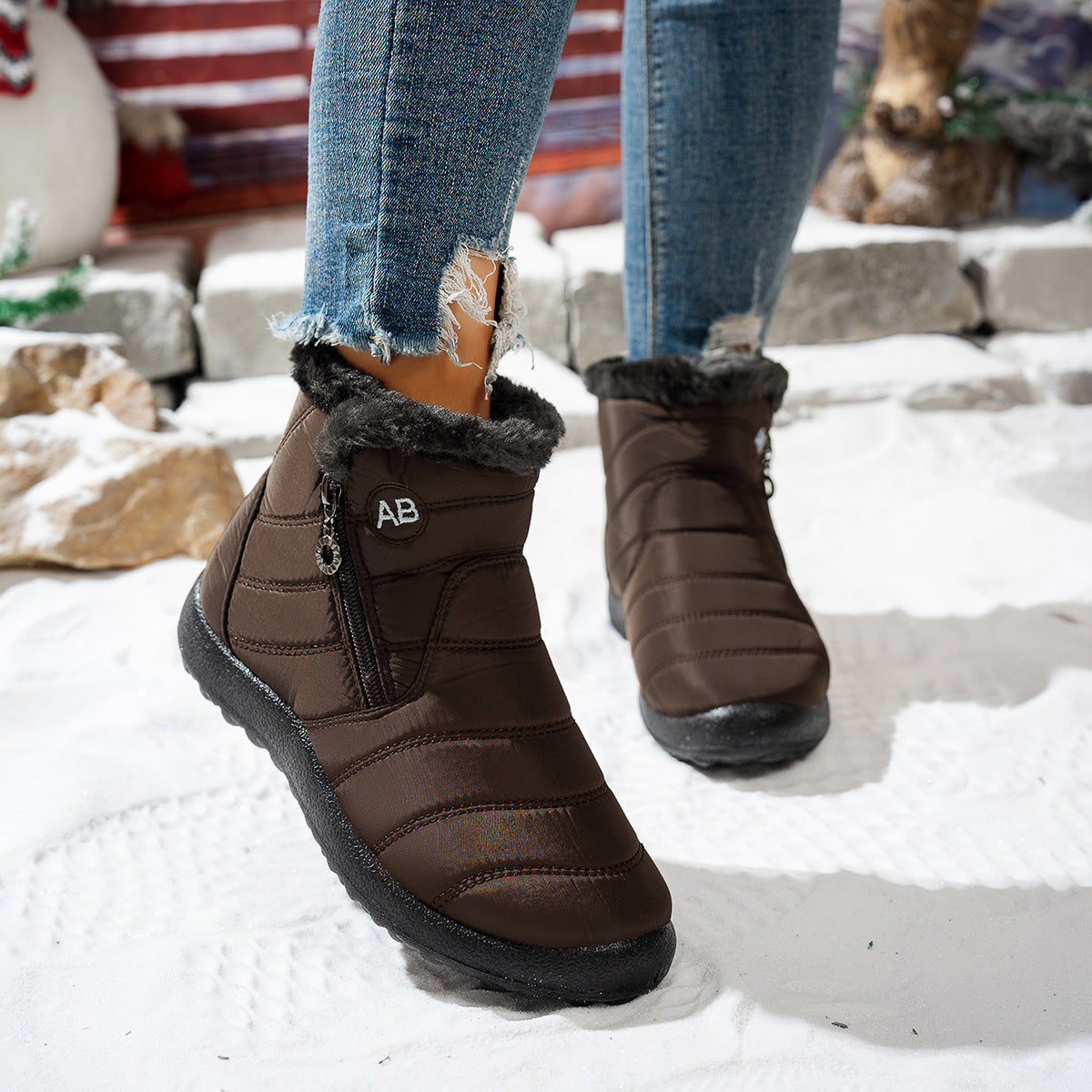 Women’s Waterproof Warm Walking Boots – Anti-Slip & Lightweight