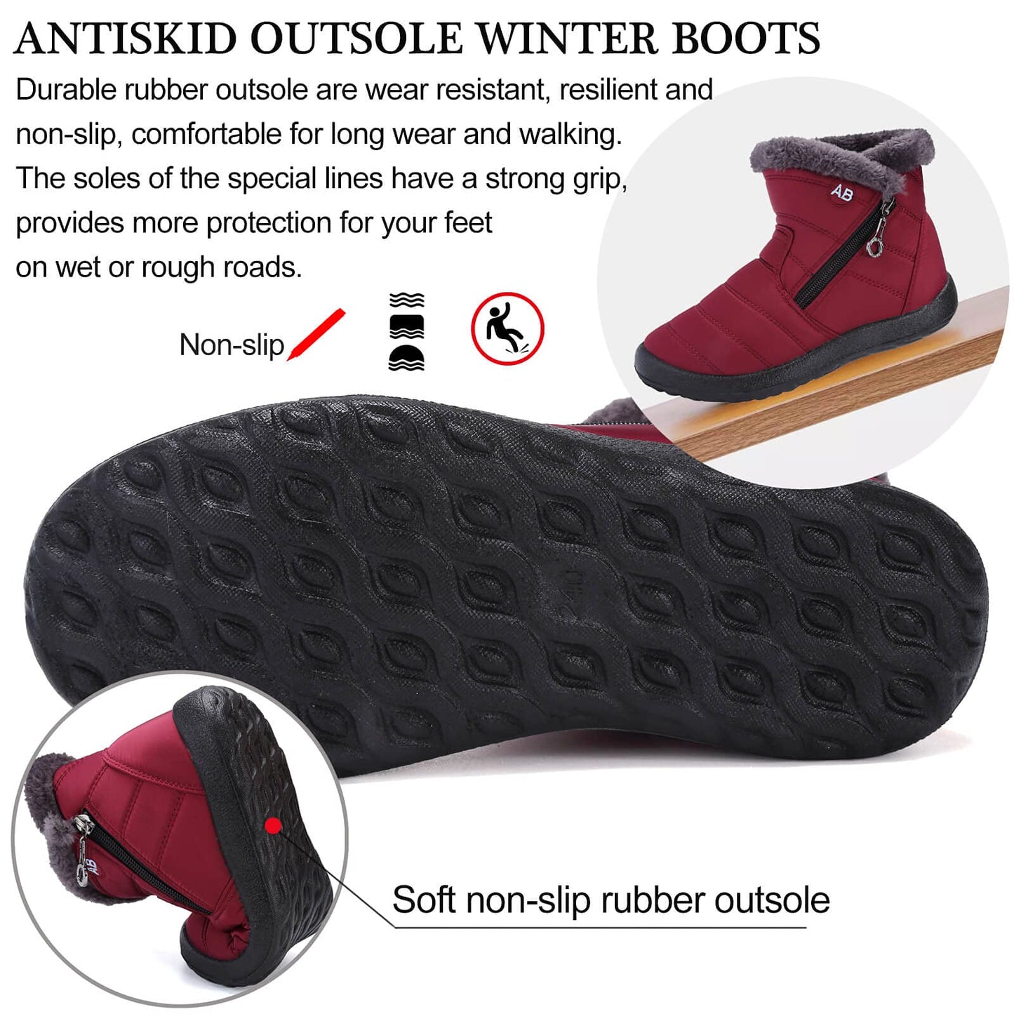 Women’s Waterproof Warm Walking Boots – Anti-Slip & Lightweight