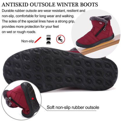Women’s Waterproof Warm Walking Boots – Anti-Slip & Lightweight