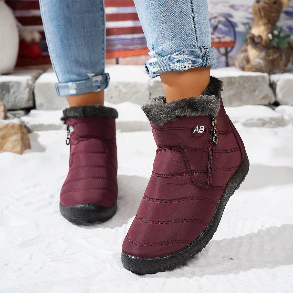 Women’s Waterproof Warm Walking Boots – Anti-Slip & Lightweight