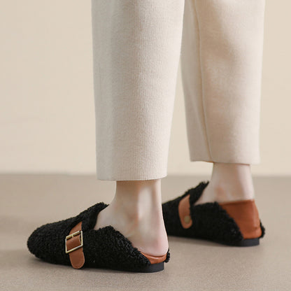 Womens Cozy Fleece Flats with Arch Support | Warm Teddy-Style Loafers