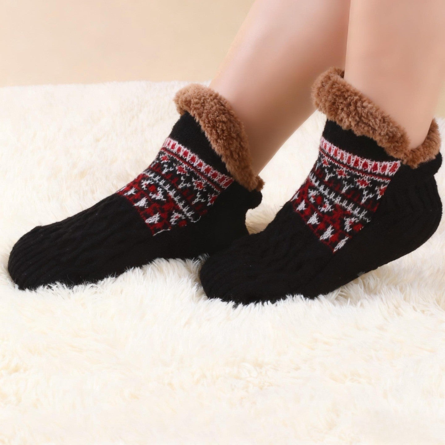 Cozy Warm Non-Slip Slipper Socks with Soft Fleece Lining