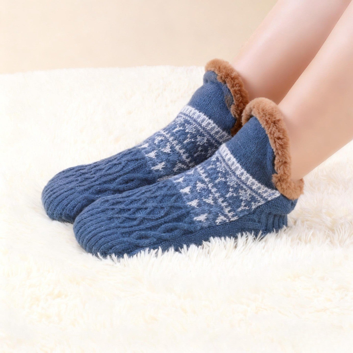 Cozy Warm Non-Slip Slipper Socks with Soft Fleece Lining