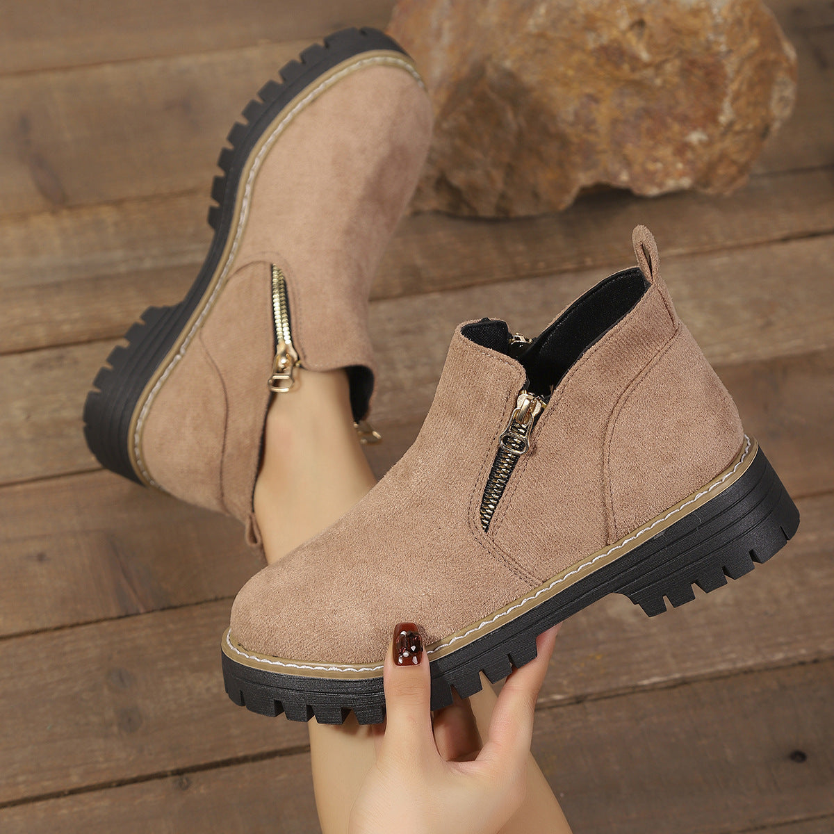 Womens Arch Support Ankle Boots | Autumn Winter Cozy Side Zip Style