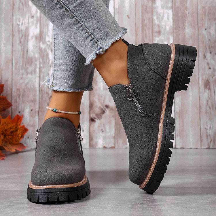 Womens Arch Support Ankle Boots | Autumn Winter Cozy Side Zip Style