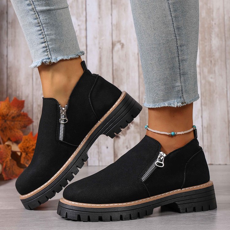Womens Arch Support Ankle Boots | Autumn Winter Cozy Side Zip Style