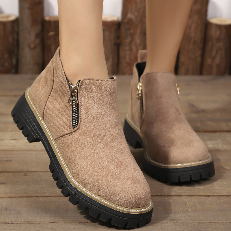Womens Arch Support Ankle Boots | Autumn Winter Cozy Side Zip Style