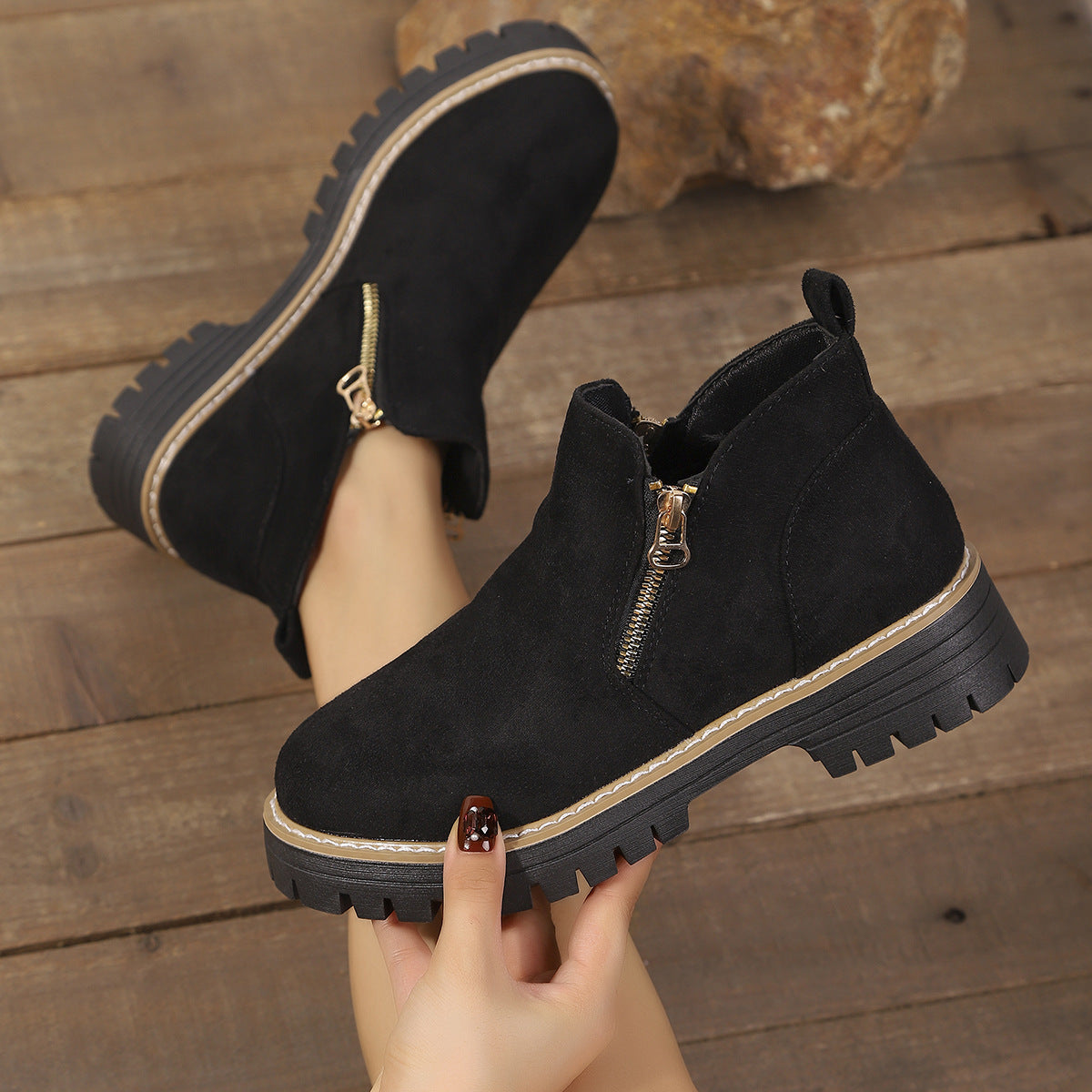 Womens Arch Support Ankle Boots | Autumn Winter Cozy Side Zip Style