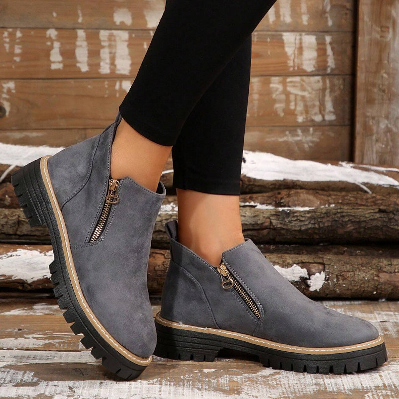 Womens Arch Support Ankle Boots | Autumn Winter Cozy Side Zip Style