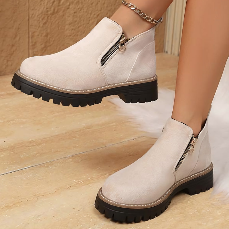 Womens Arch Support Ankle Boots | Autumn Winter Cozy Side Zip Style
