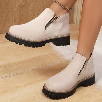Womens Arch Support Ankle Boots | Autumn Winter Cozy Side Zip Style