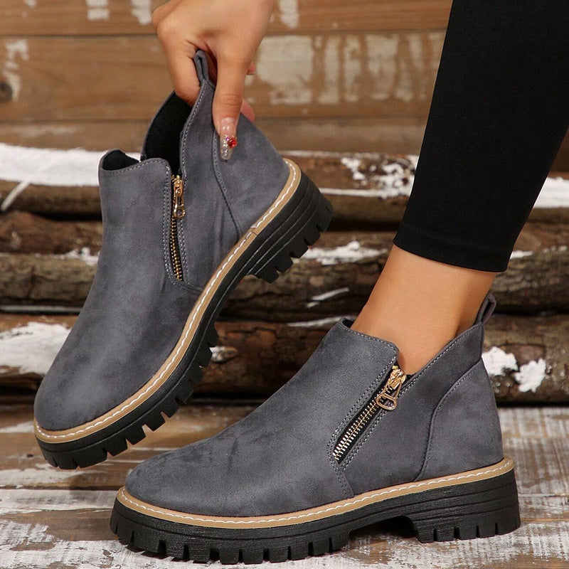 Womens Arch Support Ankle Boots | Autumn Winter Cozy Side Zip Style