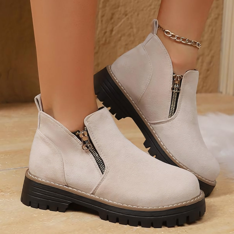 Womens Arch Support Ankle Boots | Autumn Winter Cozy Side Zip Style