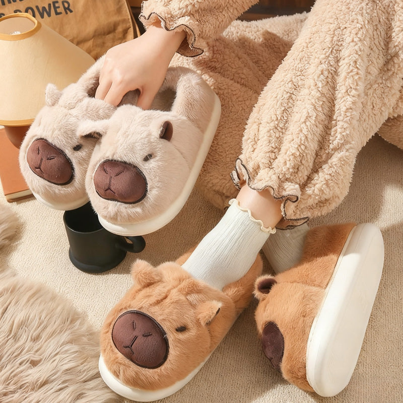 Cute Capybara Slippers for Women – Warm Fluffy Memory Foam Comfort