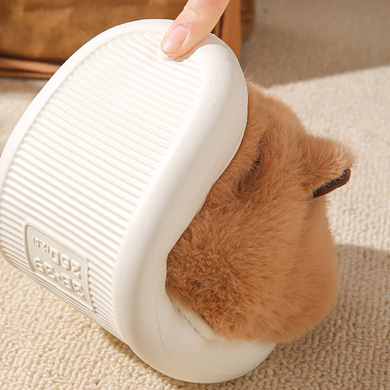 Cute Capybara Slippers for Women – Warm Fluffy Memory Foam Comfort