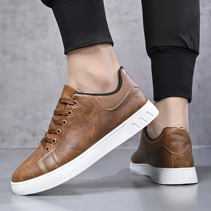 Humtto Ergonomic Leather Sneakers for Men with All-Day Support