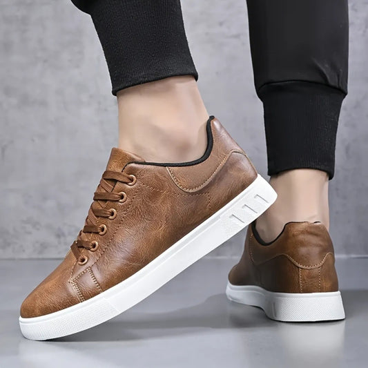 Humtto Ergonomic Leather Sneakers for Men with All-Day Support