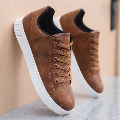 Humtto Ergonomic Leather Sneakers for Men with All-Day Support