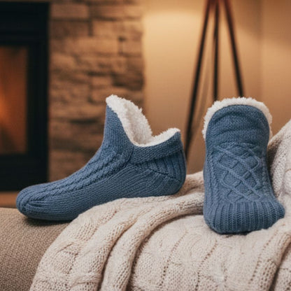 Unisex Soft Warm Slipper Socks with Fleece Lining & Non Slip Grips