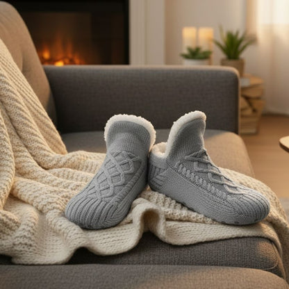 Unisex Soft Warm Slipper Socks with Fleece Lining & Non Slip Grips