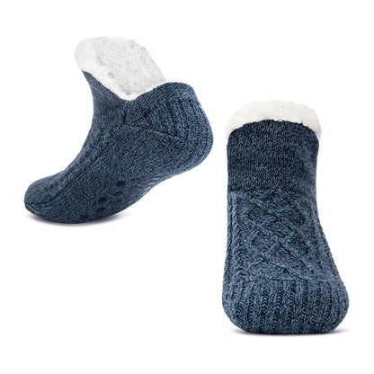 Unisex Soft Warm Slipper Socks with Fleece Lining & Non Slip Grips