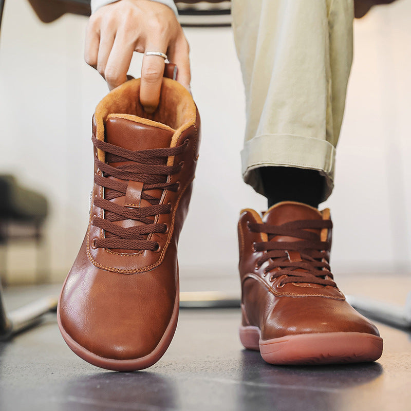 Unisex Warm Winter Boots | Wide Toe Leather Style Barefoot Shoes