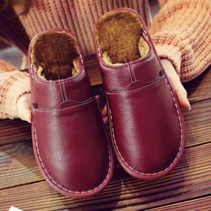 Waterproof Leather Wide Fit Slippers – Cozy, Supportive & Warm