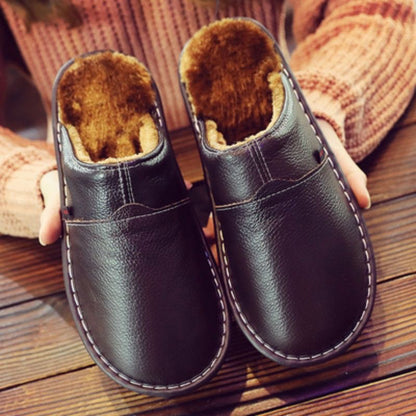 Waterproof Leather Wide Fit Slippers – Cozy, Supportive & Warm