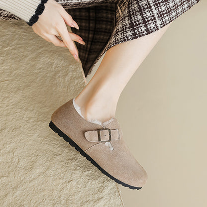 Womens Fleece Lined Suede Loafers with Arch Support | Buckle Shoes