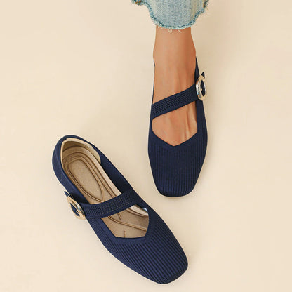 Womens Orthopedic Mary Jane Flats | Square Toe Breathable Knit Shoes
