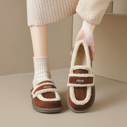 Womens Orthopedic Fleece Loafers | Warm Vegan Suede Slip-On Shoes