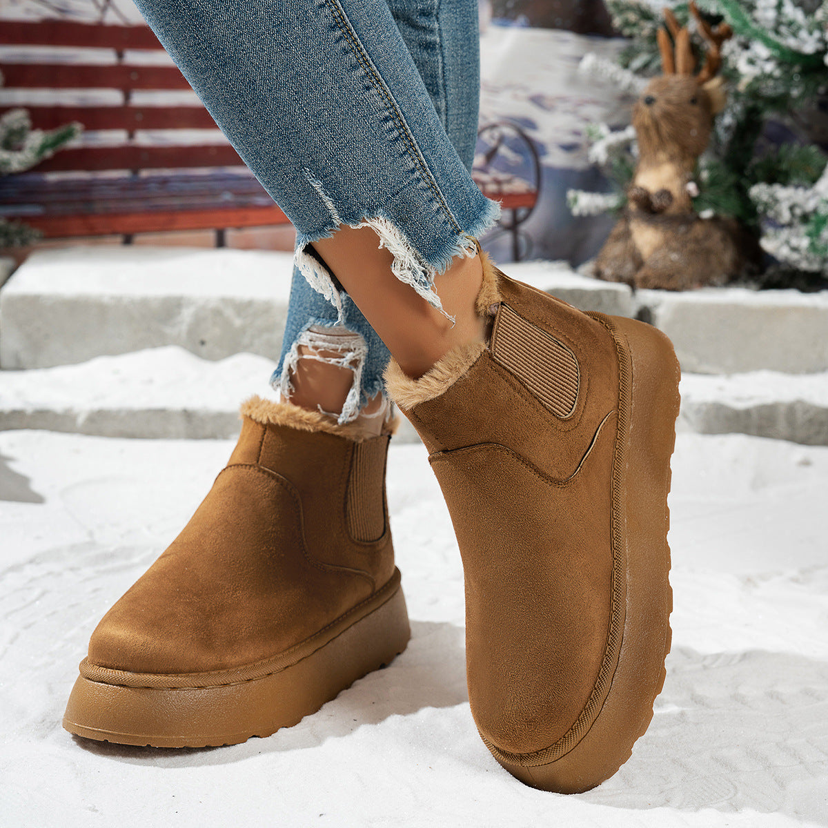 Women’s Winter Ankle Boots with Plush Lining | Soft Warm Platform Boots