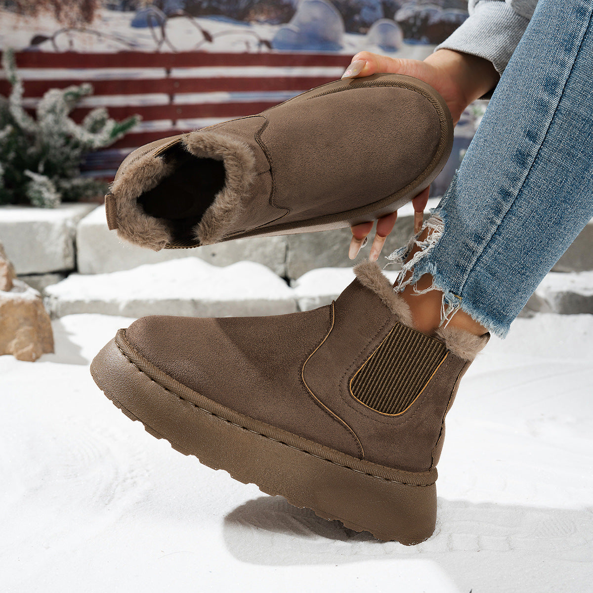 Women’s Winter Ankle Boots with Plush Lining | Soft Warm Platform Boots