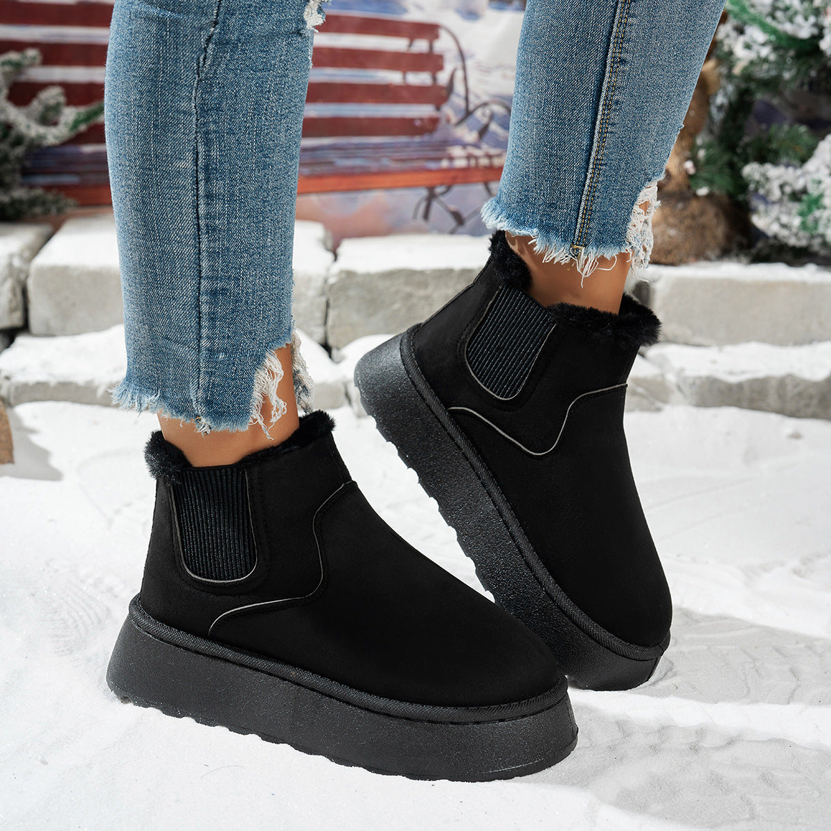 Women’s Winter Ankle Boots with Plush Lining | Soft Warm Platform Boots