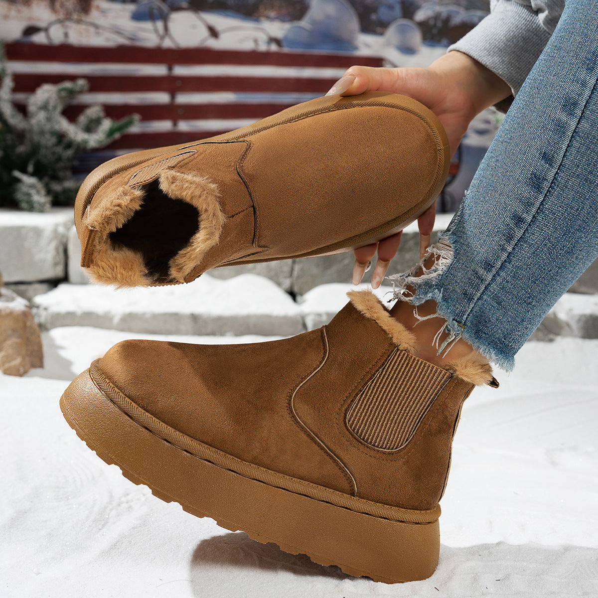 Women’s Winter Ankle Boots with Plush Lining | Soft Warm Platform Boots